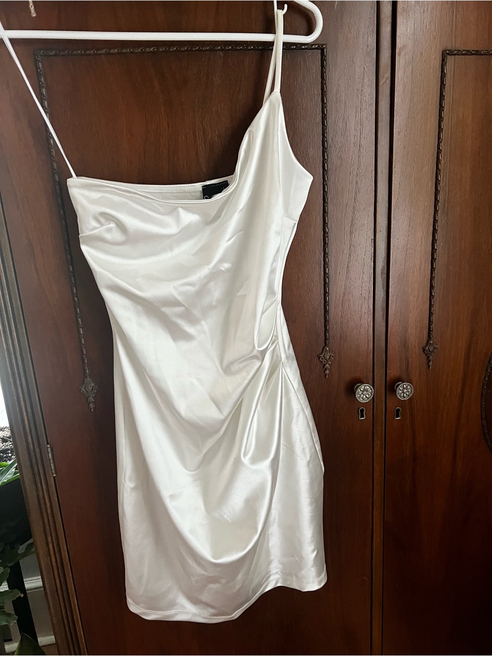 Windsor White Satin Cowl Mini Dress